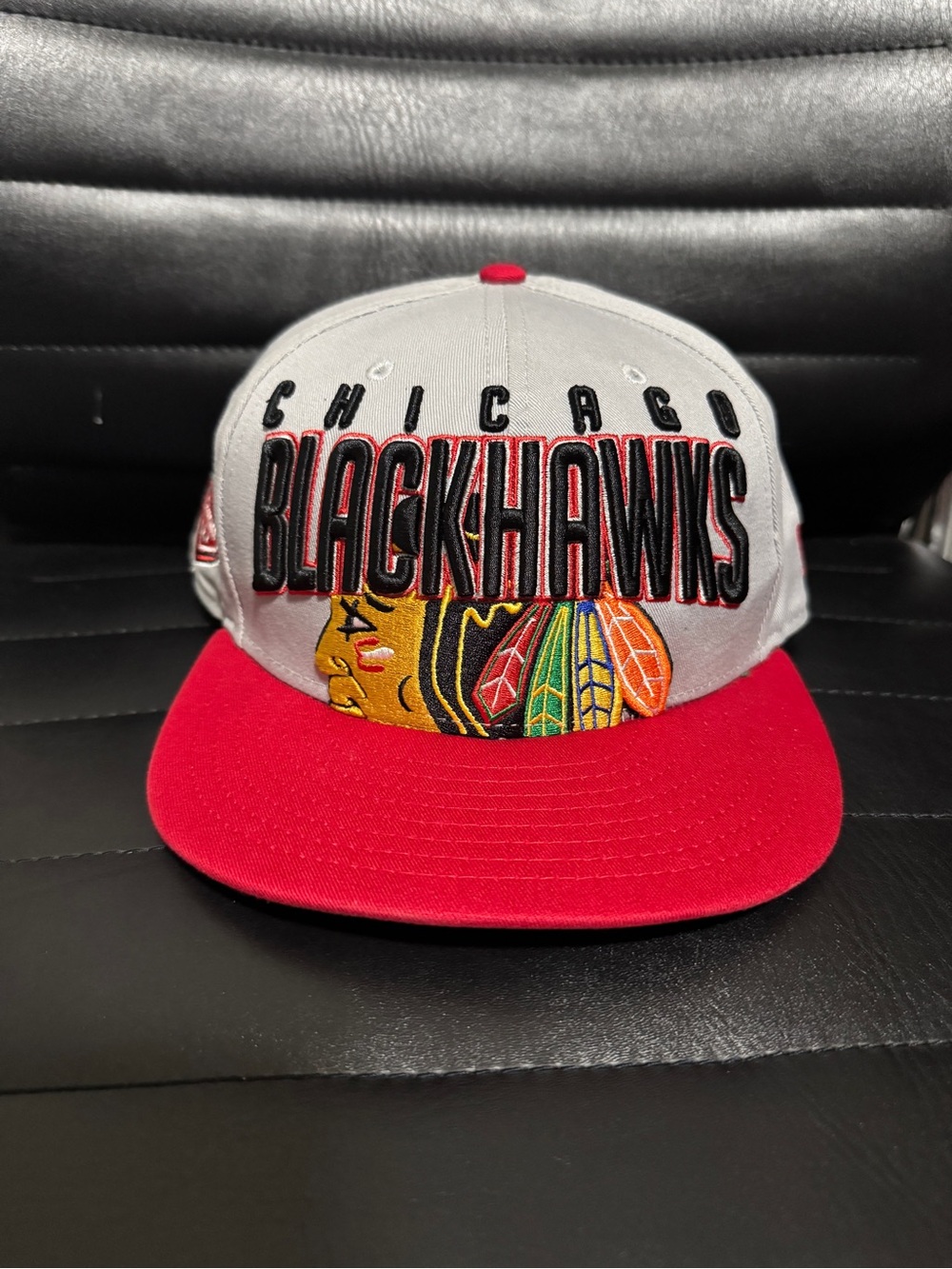 Chicago Blackhawks Two-Tone Snapback Hat - Red & Gray